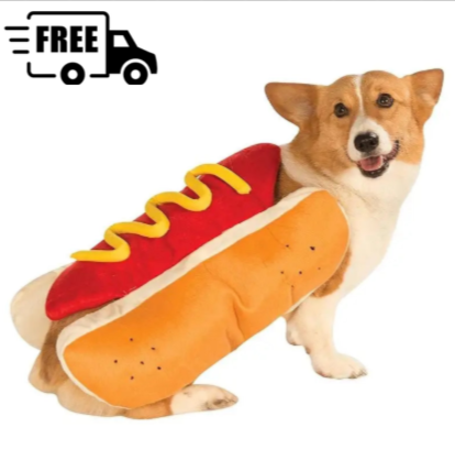 Halloween Funny Hot Dog, Dog Costumes. Pet Clothes for Small Medium Dogs Cats. Pet Products