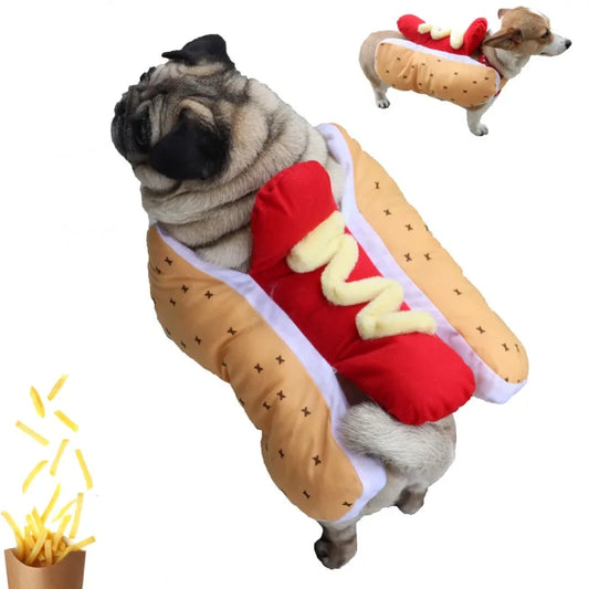 Halloween Funny Hot Dog Costume, Pet Clothes. Coat for Small Medium Dogs or Cats