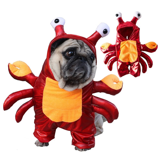 Halloween Funny Crab Cosplay, Costumes Set Dog Costume Comical Outfits For Pet Puppy.